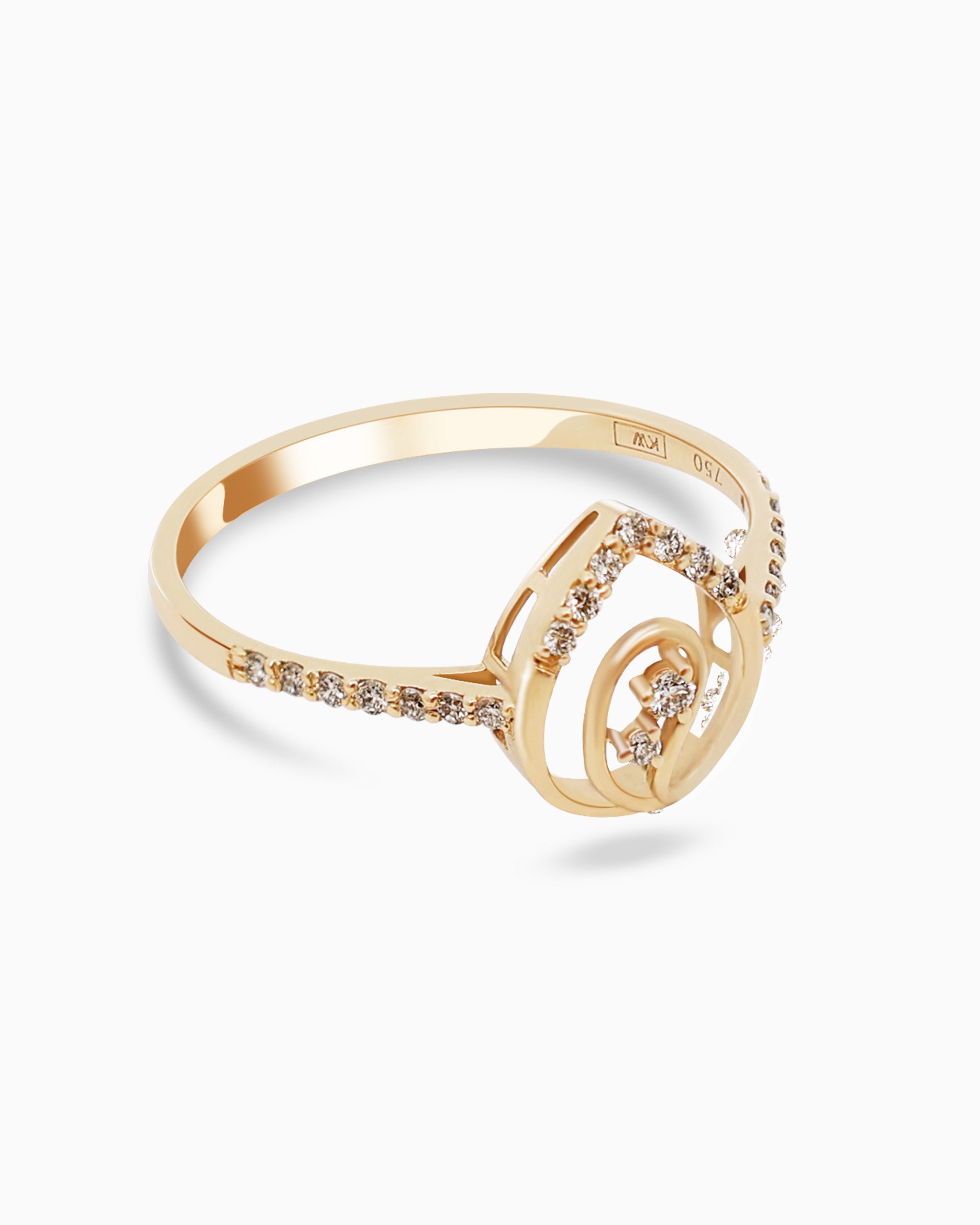 18K Gold Round Brilliant Diamond Elegant Solitaire Ring