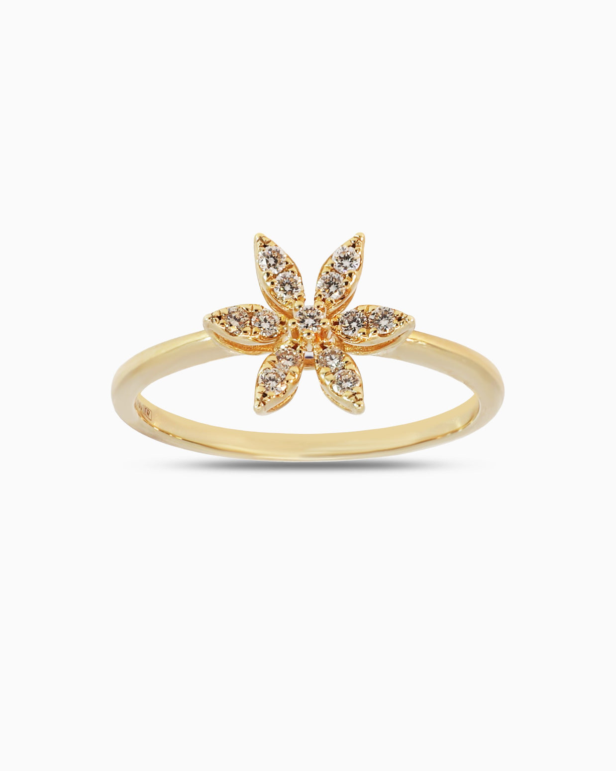 18K Gold Round Brilliant Diamond Delicate Solitaire Ring