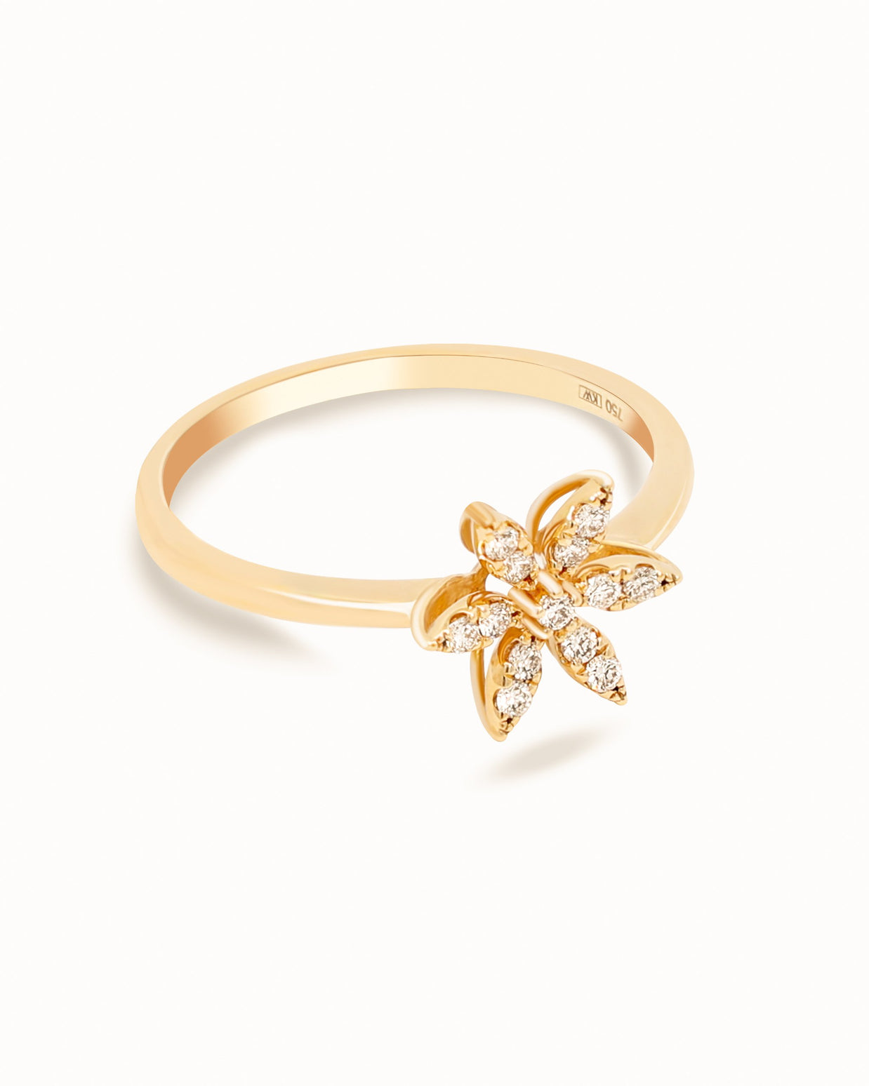 18K Gold Round Brilliant Diamond Delicate Solitaire Ring