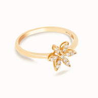 18K Gold Round Brilliant Diamond Delicate Solitaire Ring
