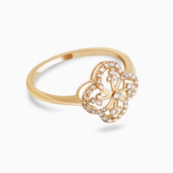 18K Gold Round Brilliant Diamond Charming Solitaire Ring