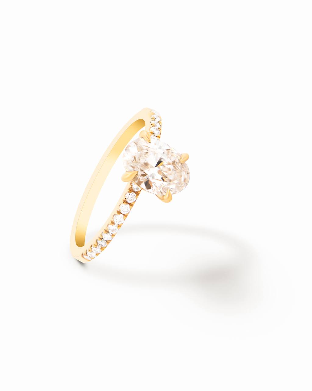 18K Yellow Gold Round & Oval Lab-Grown Diamond Ring – 1.40ct.