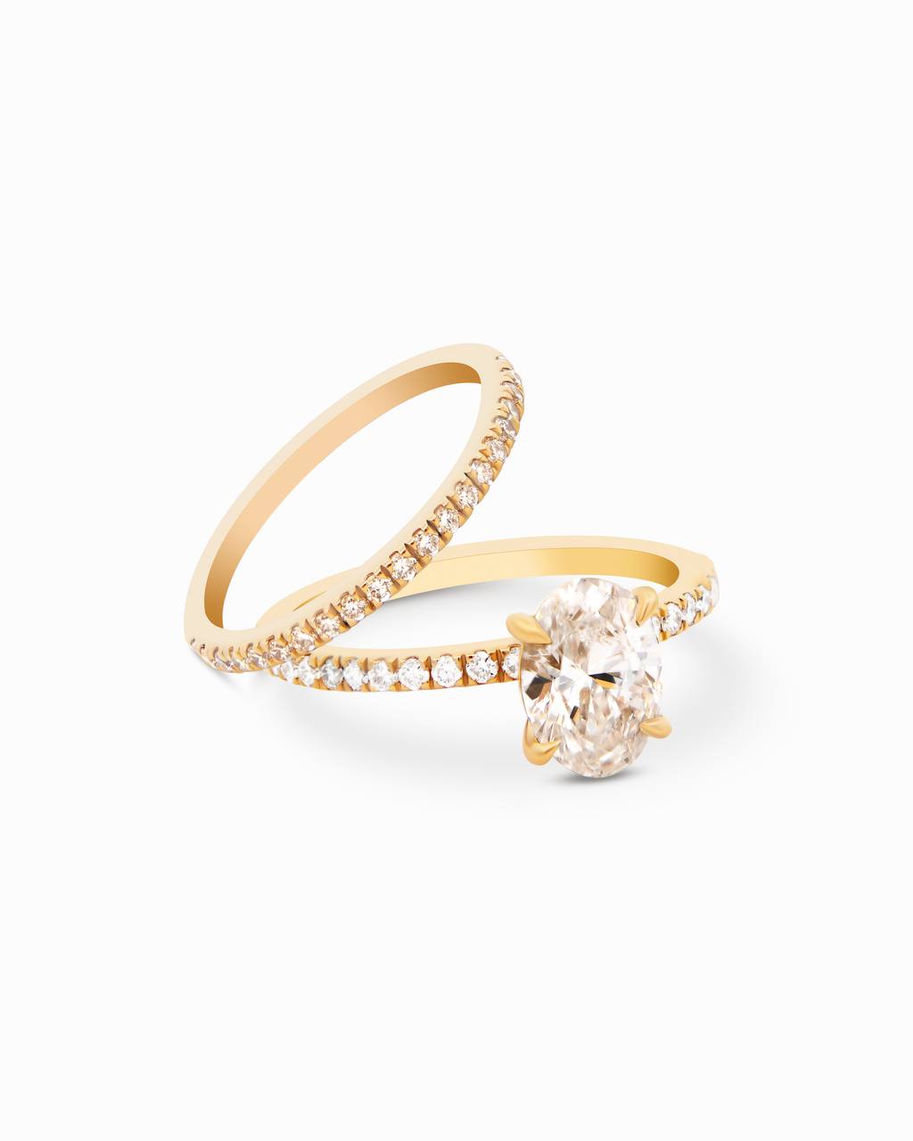 18K Yellow Gold Round & Oval Lab-Grown Diamond Ring – 1.40ct.