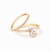 18K Yellow Gold Round & Oval Lab-Grown Diamond Ring – 1.40ct.