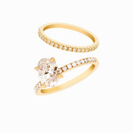 18K Yellow Gold Round & Oval Lab-Grown Diamond Ring – 1.40ct.
