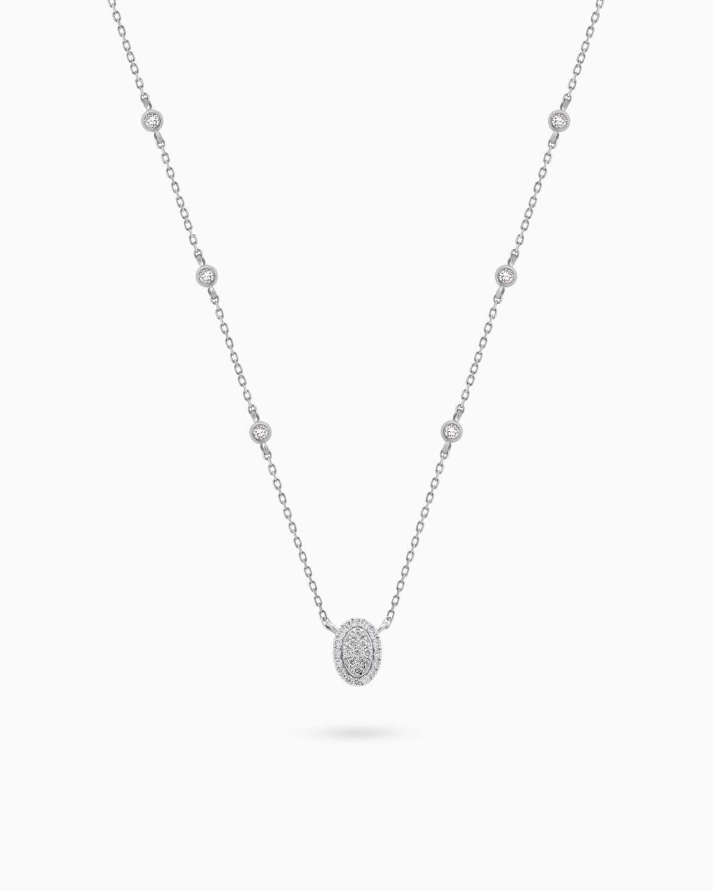 18K White Gold Round Diamond Pendant Necklace – 0.40ct.