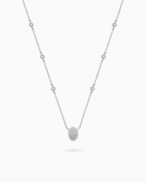 18K White Gold Round Diamond Pendant Necklace – 0.40ct.