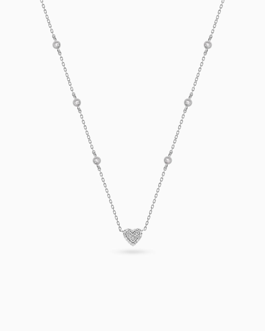 18K White Gold Round Diamond Pendant Necklace – 0.40ct.