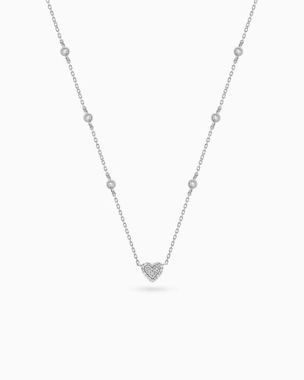 18K White Gold Round Diamond Pendant Necklace – 0.40ct.