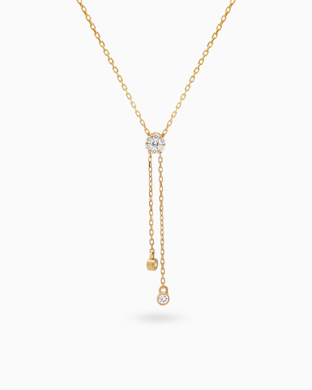 18K Yellow Gold 9-Stone Diamond Pendant Necklace – 0.10ct.