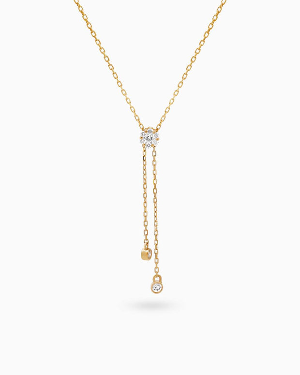 18K Yellow Gold 9-Stone Diamond Pendant Necklace – 0.10ct.