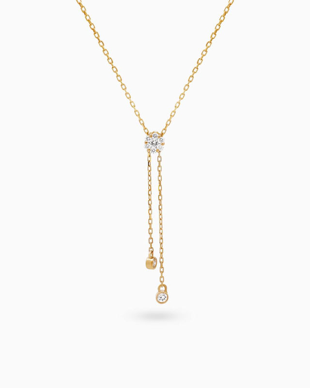 18K Yellow Gold 9-Stone Diamond Pendant Necklace – 0.10ct.