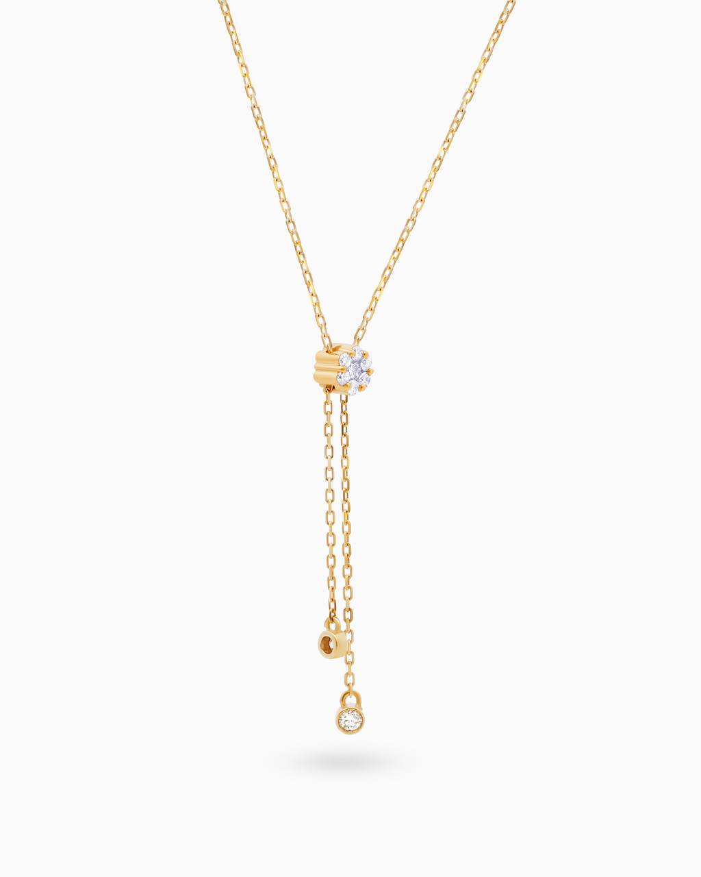 18K Yellow Gold 9-Stone Diamond Pendant Necklace – 0.10ct.