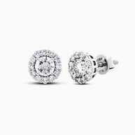 18K White Gold Diamond Cluster Stud Earrings – 0.90ct.