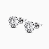 18K White Gold Diamond Cluster Stud Earrings – 0.90ct.