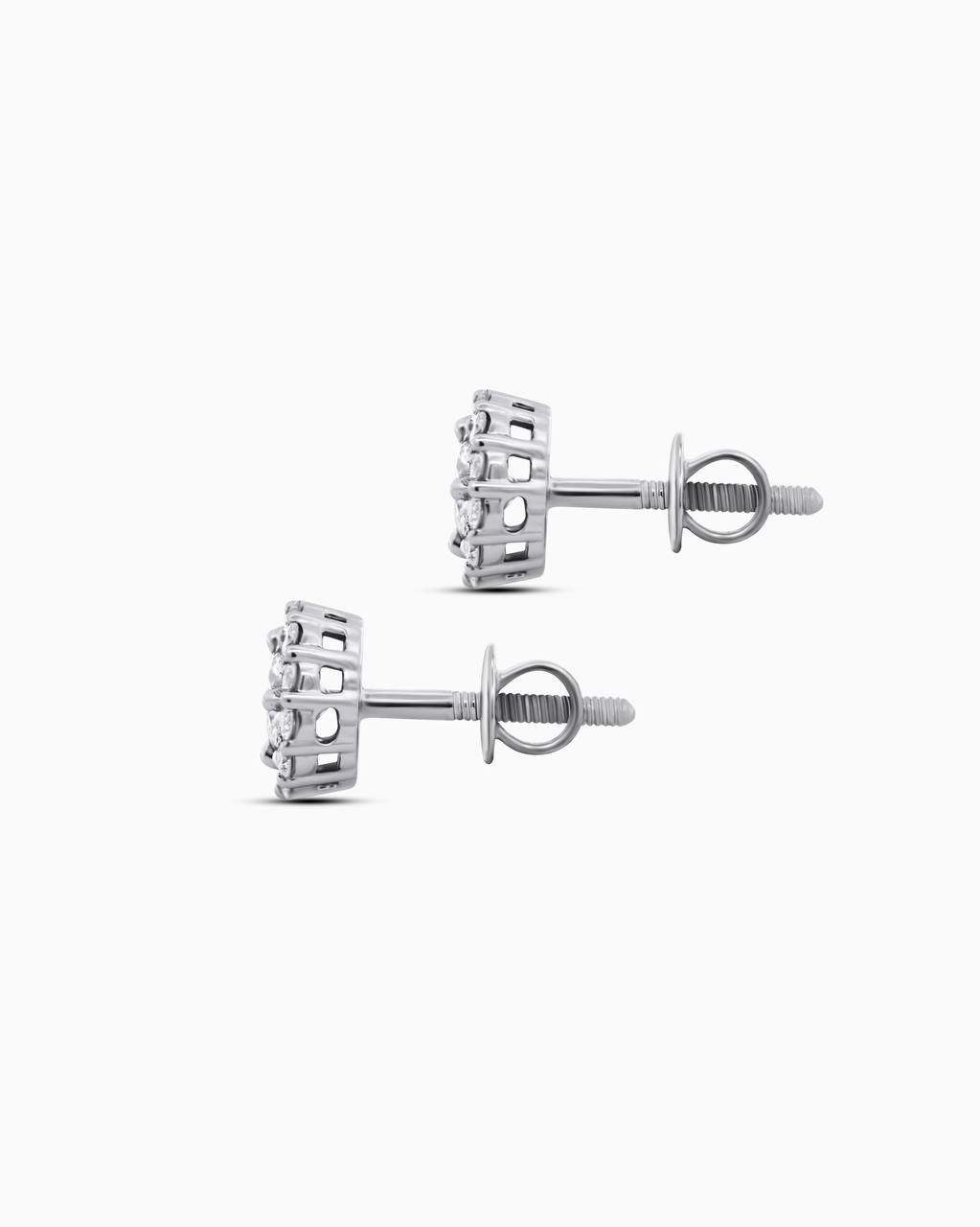 18K White Gold Diamond Cluster Stud Earrings – 0.90ct.