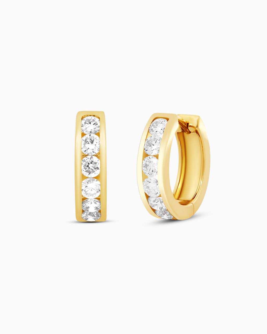 18K Yellow Gold Lab-Grown Diamond Huggie Hoop Earrings – 0.80ct.