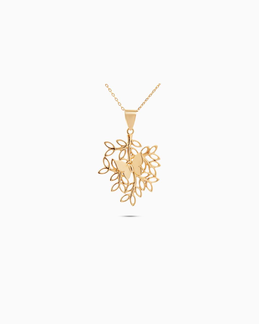 18K Gold Butterfly Leaf Pendant