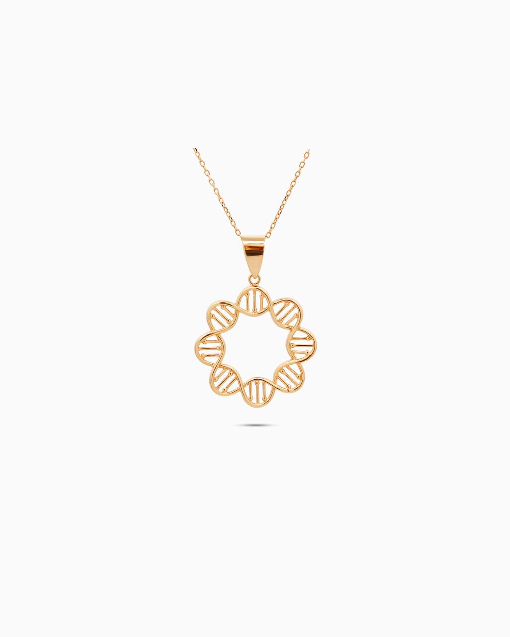 18K Gold Helix Circle Pendant