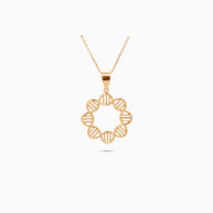 18K Gold Helix Circle Pendant