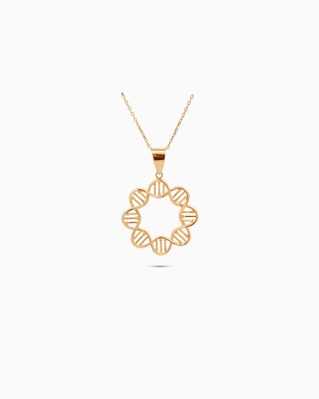 18K Gold Helix Circle Pendant