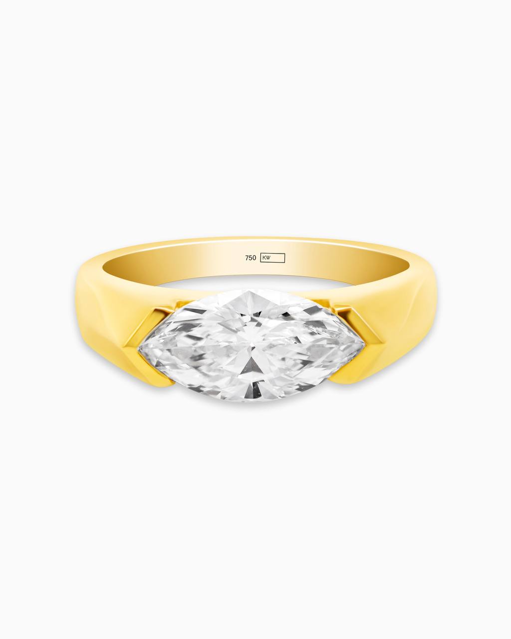 18K Yellow Gold East-West Marquise Lab-Grown Diamond Ring – 1.50ct.