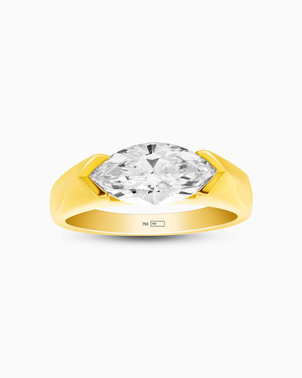 18K Yellow Gold East-West Marquise Lab-Grown Diamond Ring – 1.50ct.