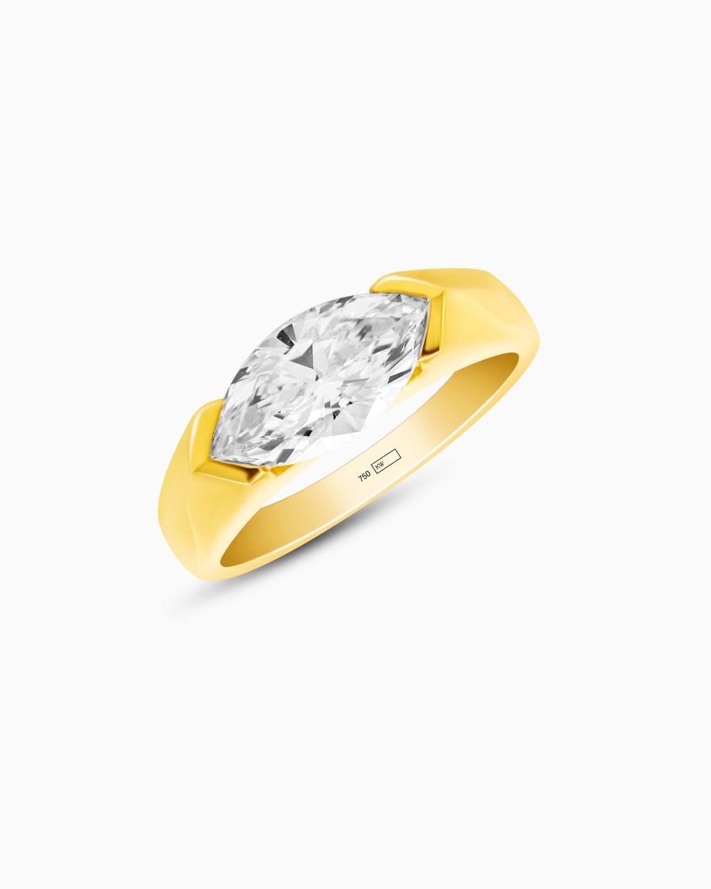 18K Yellow Gold East-West Marquise Lab-Grown Diamond Ring – 1.50ct.