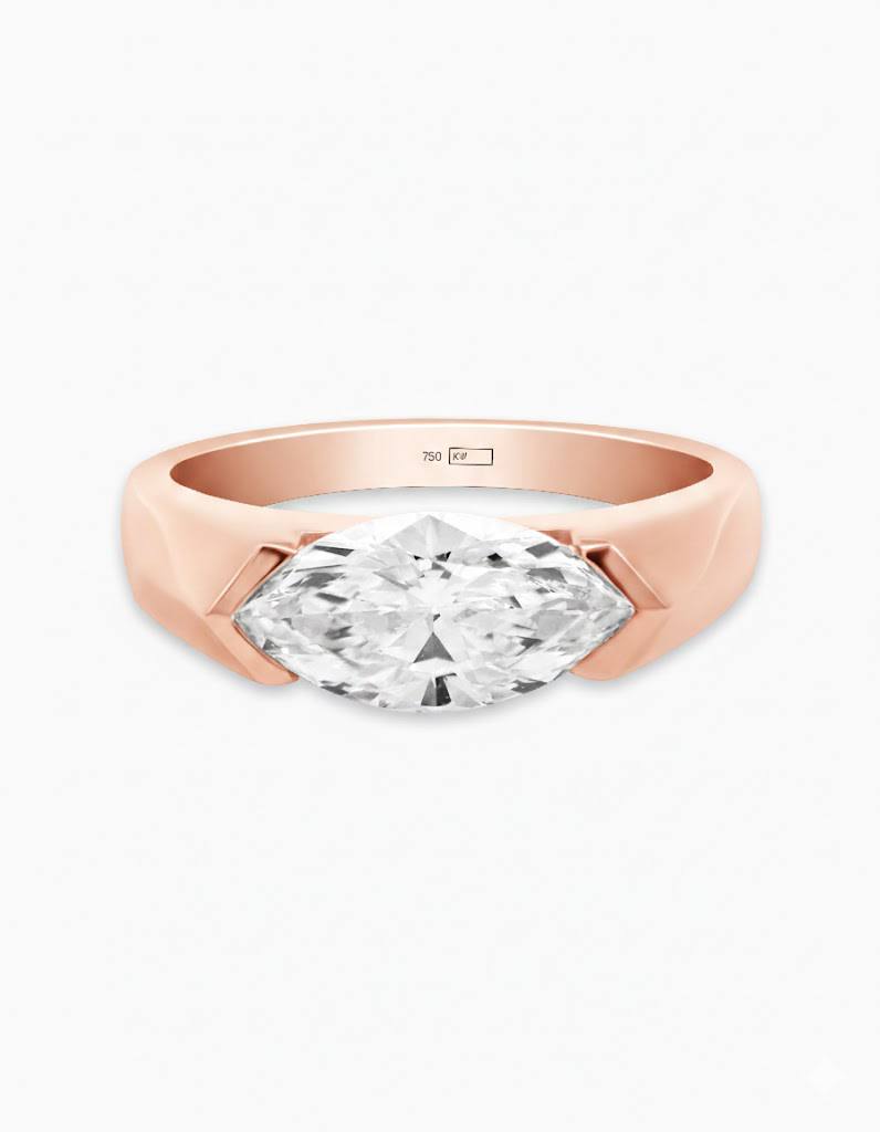 18K Yellow Gold East-West Marquise Lab-Grown Diamond Ring – 1.50ct.