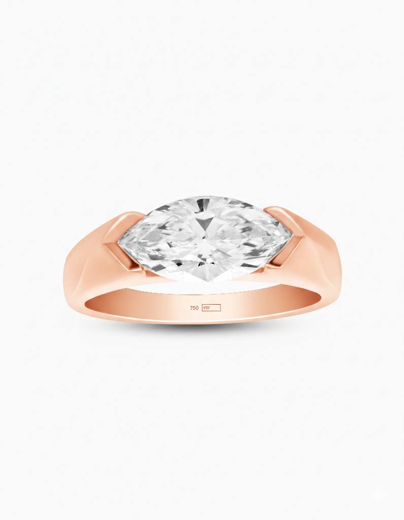 18K Yellow Gold East-West Marquise Lab-Grown Diamond Ring – 1.50ct.