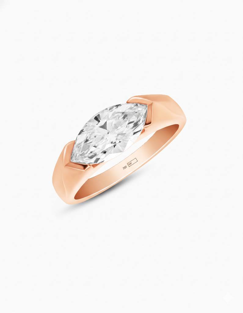 18K Yellow Gold East-West Marquise Lab-Grown Diamond Ring – 1.50ct.