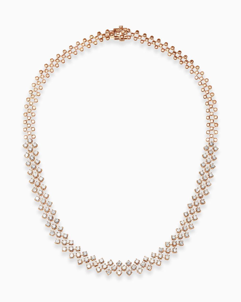 Lab-Grown Diamond Lattice Necklace with Honeycomb Chain in 18K Gold