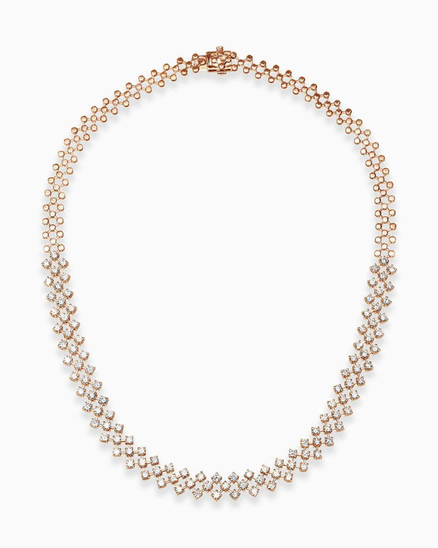 Lab-Grown Diamond Lattice Necklace with Honeycomb Chain in 18K Gold