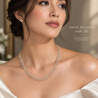 Lab-Grown Diamond Lattice Necklace with Honeycomb Chain in 18K Gold