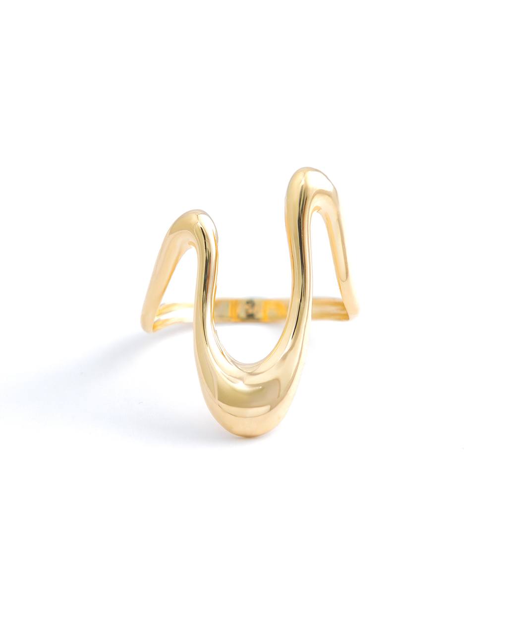Abstract Sculptural 18K Yellow Gold Statement Ring