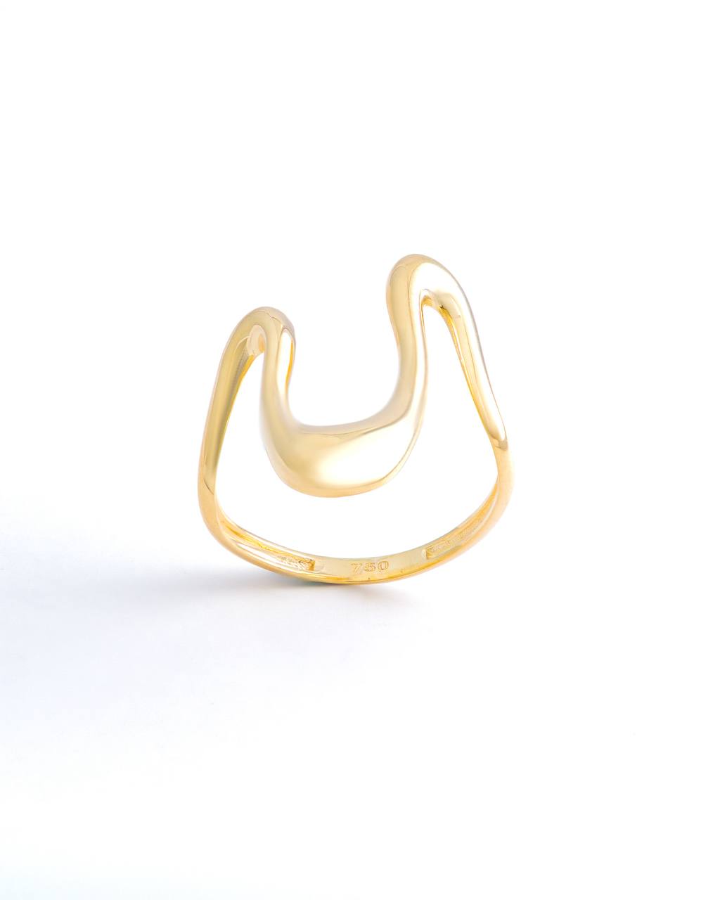 Abstract Sculptural 18K Yellow Gold Statement Ring