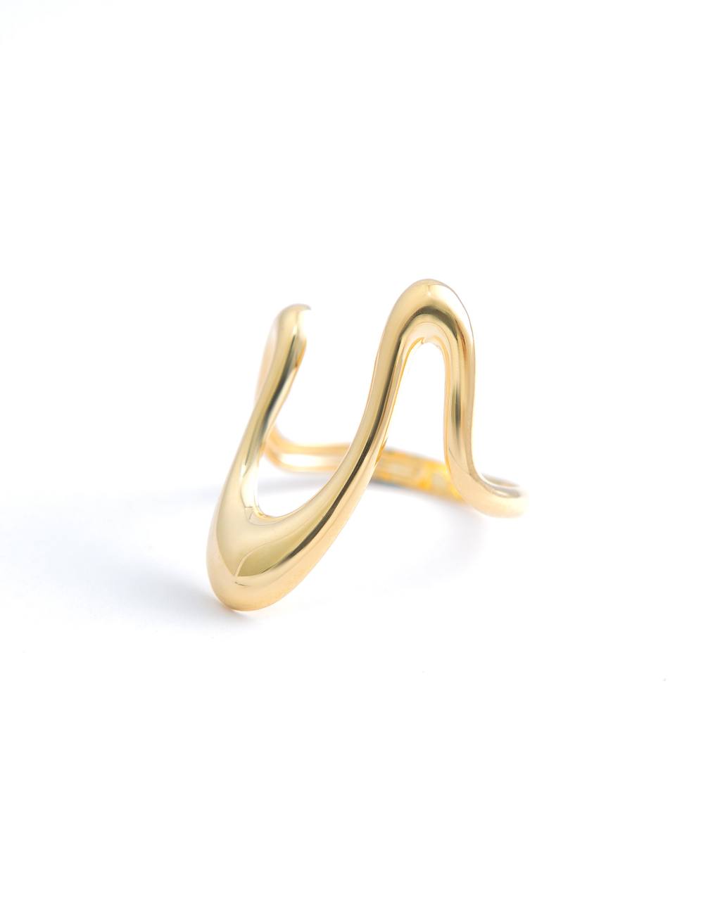 Abstract Sculptural 18K Yellow Gold Statement Ring
