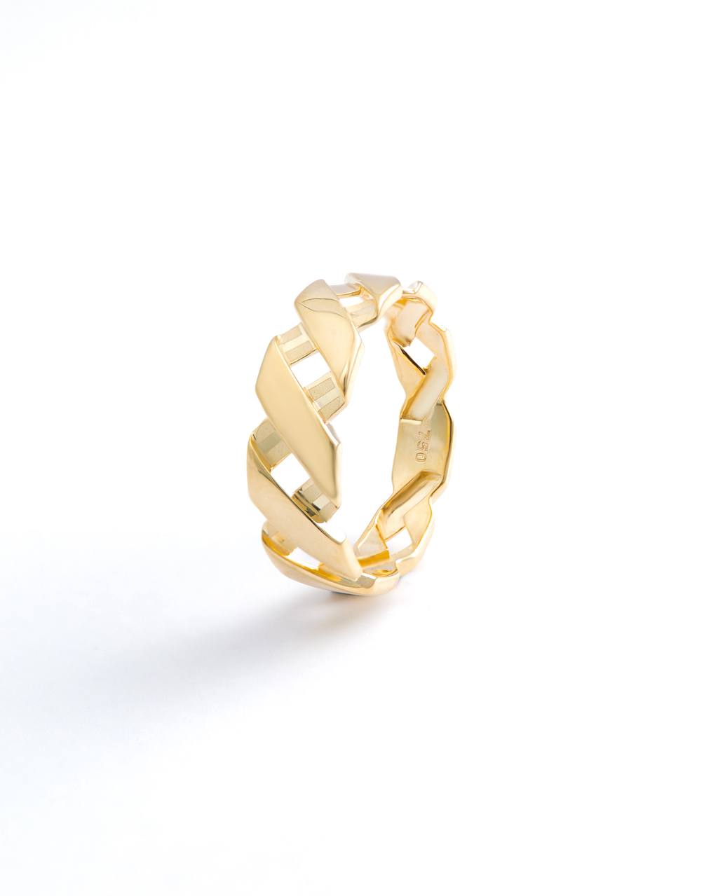 Woven Link 18K Yellow Gold Band Ring