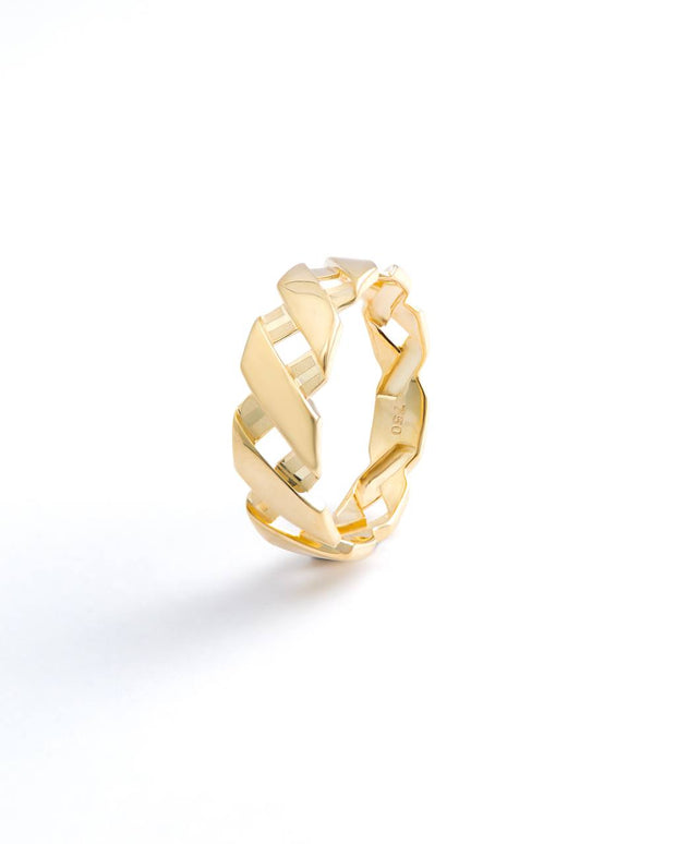 Woven Link 18K Yellow Gold Band Ring