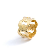 Polished 18K Yellow Gold Chain Link Band Ring