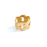 Polished 18K Yellow Gold Chain Link Band Ring