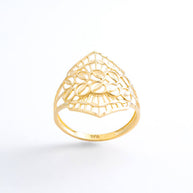 Polished 18K Yellow Gold Geometric Openwork Statement Ring
