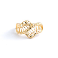 18K Yellow Gold Diamond-Cut Openwork Wave Band Ring