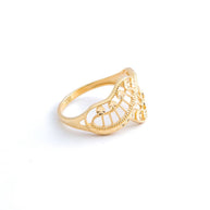 18K Yellow Gold Diamond-Cut Openwork Wave Band Ring