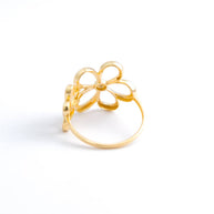 18K Yellow Gold Double Flower Openwork Ring