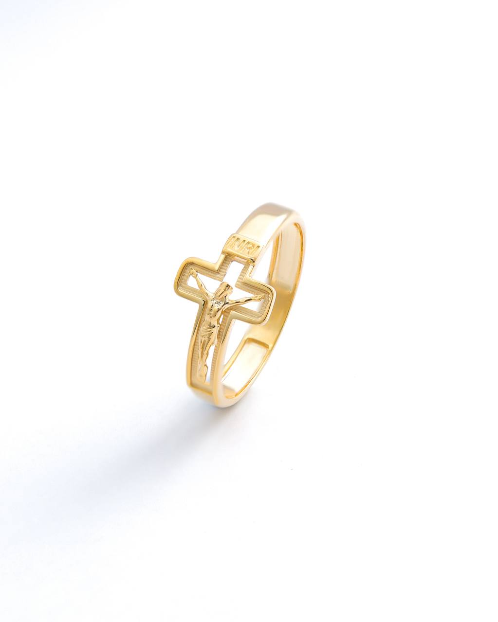 18K Yellow Gold Openwork Crucifix Ring