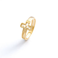 18K Yellow Gold Openwork Crucifix Ring