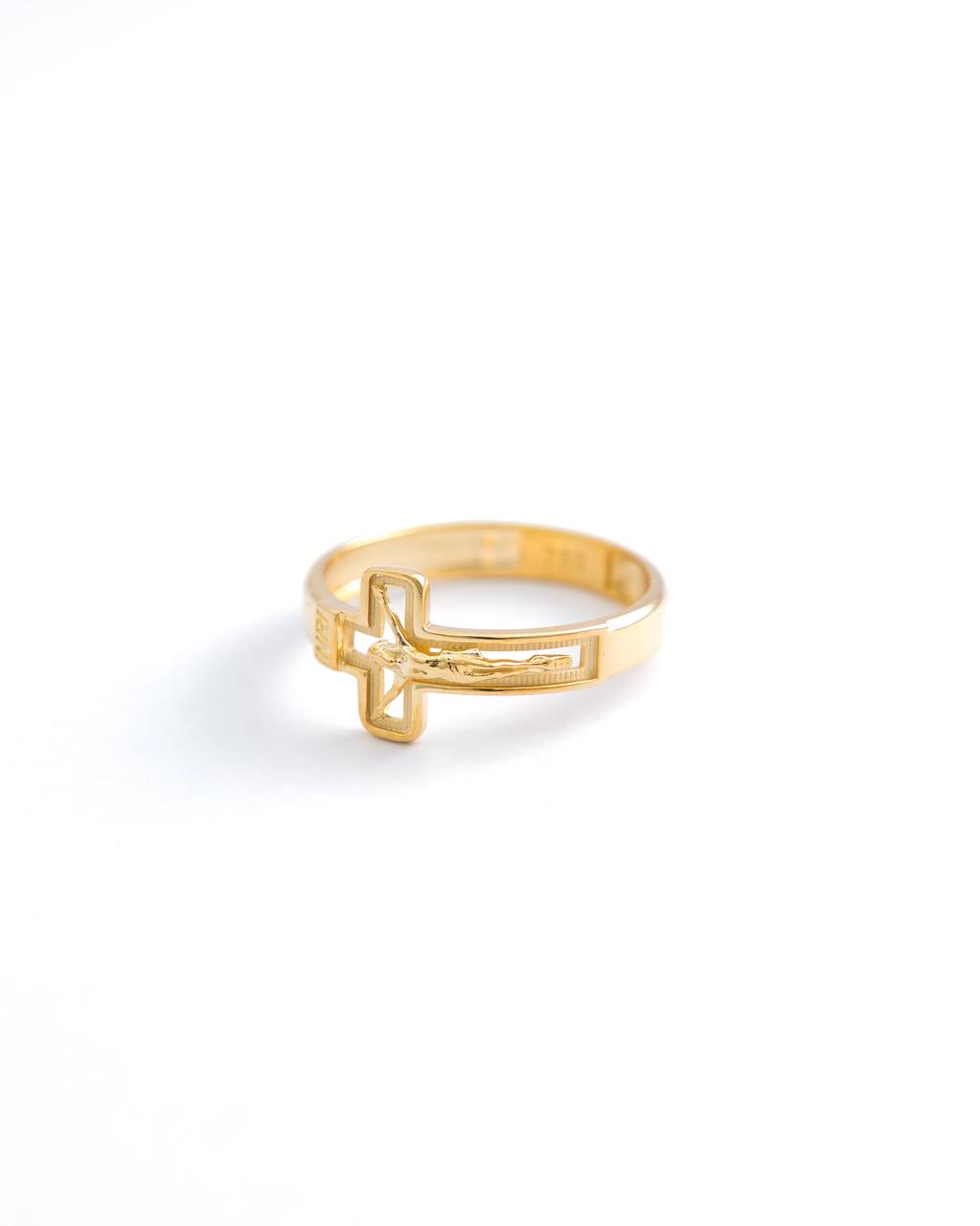 18K Yellow Gold Openwork Crucifix Ring