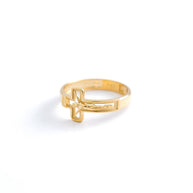 18K Yellow Gold Openwork Crucifix Ring