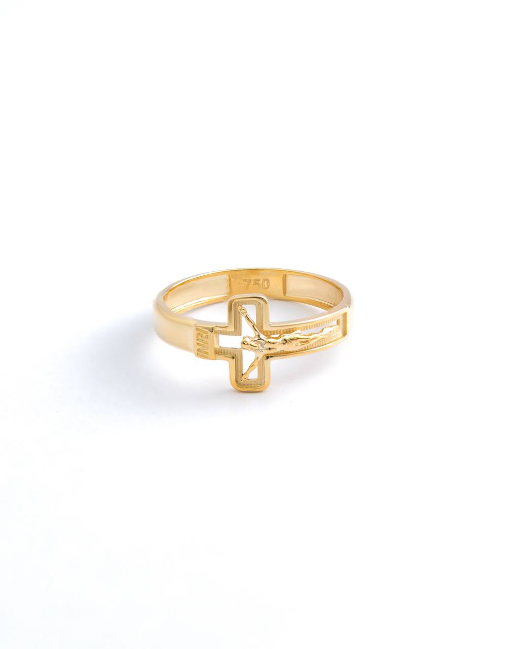 18K Yellow Gold Openwork Crucifix Ring